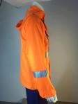 100% Polyester 280GSM Orange Jacket with Reflective Strips and Detachable Hood