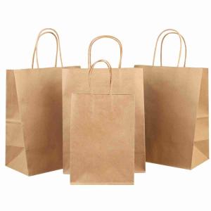 China Eco Friendly Matte Plain Brown Takeaway Paper Bags For Bakery Packaging factory