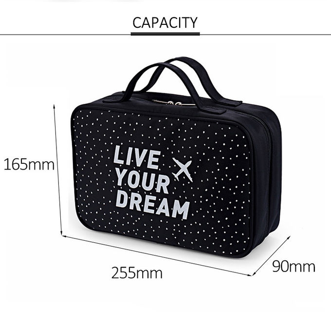 L25.5*D9*H16.5CM Polka Dot Travel Polyester Makeup Bag