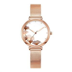 China 3ATM Waterproof Womens Personalised Watch Fan Shaped Symmetrical Ginkgo Print factory