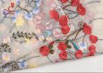 French Bride Colorful Embroidered Fabric Tulle Mesh Lace High Color Fastness