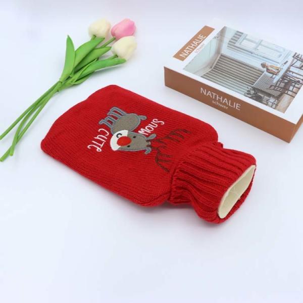 China Cover Reusable 1000ml Red Rubber Hot Water Bottle Thickened factory