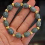 Natural Jade Beads,Brass Plated 18k Gold Spacer Beads,DIY Stretch Bracelet With