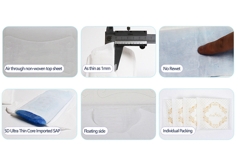 High Absorb Cotton Night Use Sanitary Napkin 280mm Period Pads With Wings