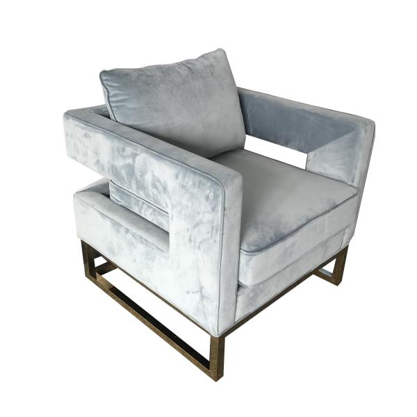 Hot sale blue velvet fabric sofa with gold metal base,wedding event rental