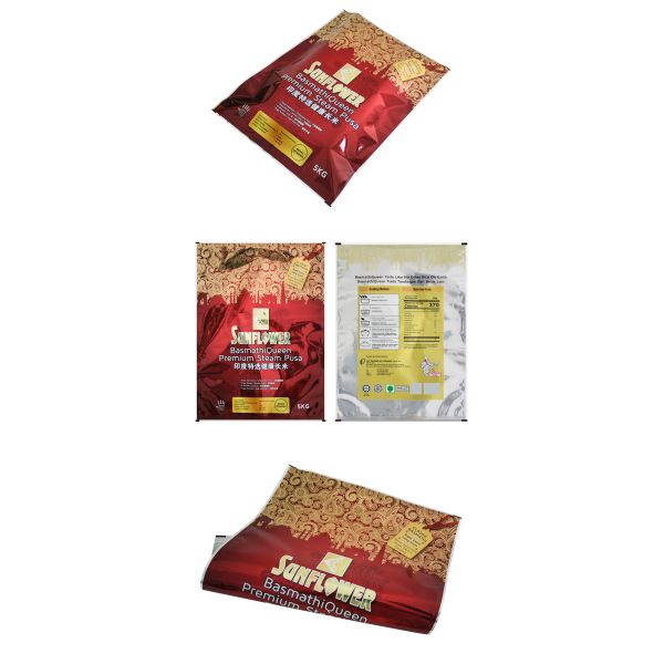 Custom Printed Resealable 1kg 2kg 5kg Rice Packaging Bag Plastic Handle Rice Bag Plastic Bolsa sided sealed bag