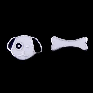 China Dog Bone Design Children Silver Jewellery Black / White Enamel For Boys factory