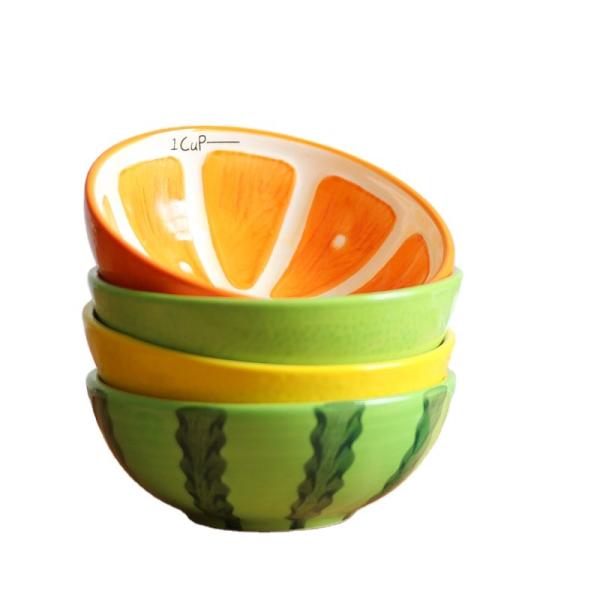 Creative Hand Painted Baking Ceramic Bowl , Watermelon Pattern Porcelain Ice
