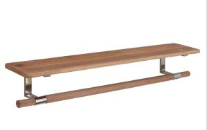China Wall Mounted Shop Display Fixtures Stainless Steel And Wood Floating Shelves factory