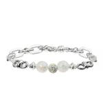 Lady Zircon Metal Bar Bracelet Handmade Sparkle Silver Color With Spring