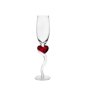 China Heart Shaped 140ml Decorative Crystal Stem Wine Glasses With Curved Handle factory
