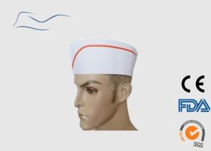 China Children Red Stripe Disposable Head Cap Wood Free Paper Material 60 / 80G factory