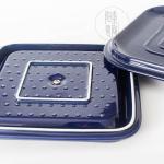 Glaze Blue Rectangle Ceramic Bakeware Sets 165oz Large Capacity OEM