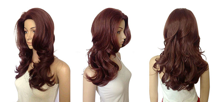 Fashion Heat Resistant Long Synthetic Wigs For Black Women / Natural Wave Wig