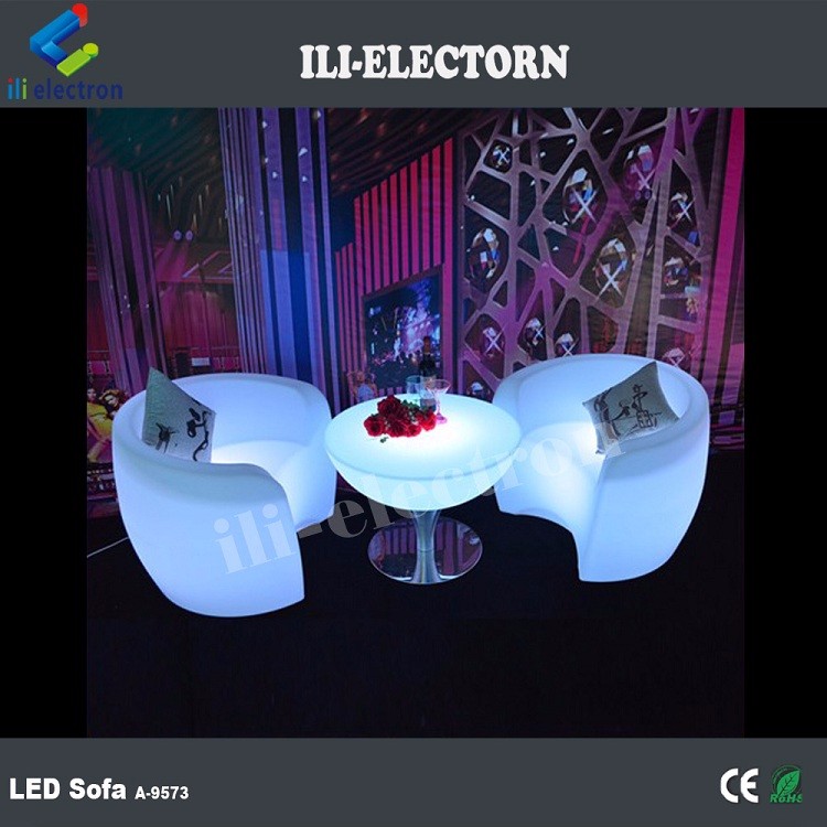 Commercial PE Plastic LED Glow Furniture , Illuminated LED Lounge Sofa