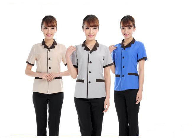 Summer Stylish Hotel Restaurant Staff Uniform Any Size With Two Lower Pockets
