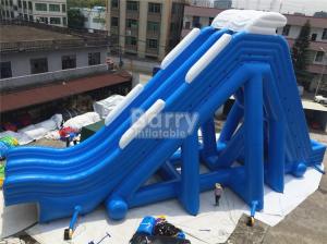 China Blue Double Lanes Giant Inflatable Slide For Water Pool Fire Retardant factory