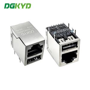 China DIP Single USB G/FU RJ45 Network Socket With Dual Ethernet Jack factory