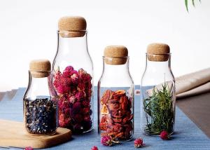 China High Borosilicate Glass Milk Bottles Soft Wooden Lid Round Shape FDA Certification factory