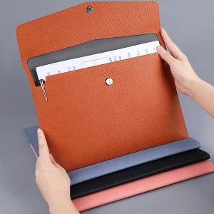 China Customized Logo Waterproof PU Leather A4 File Folder Document Holder with File Pocket factory