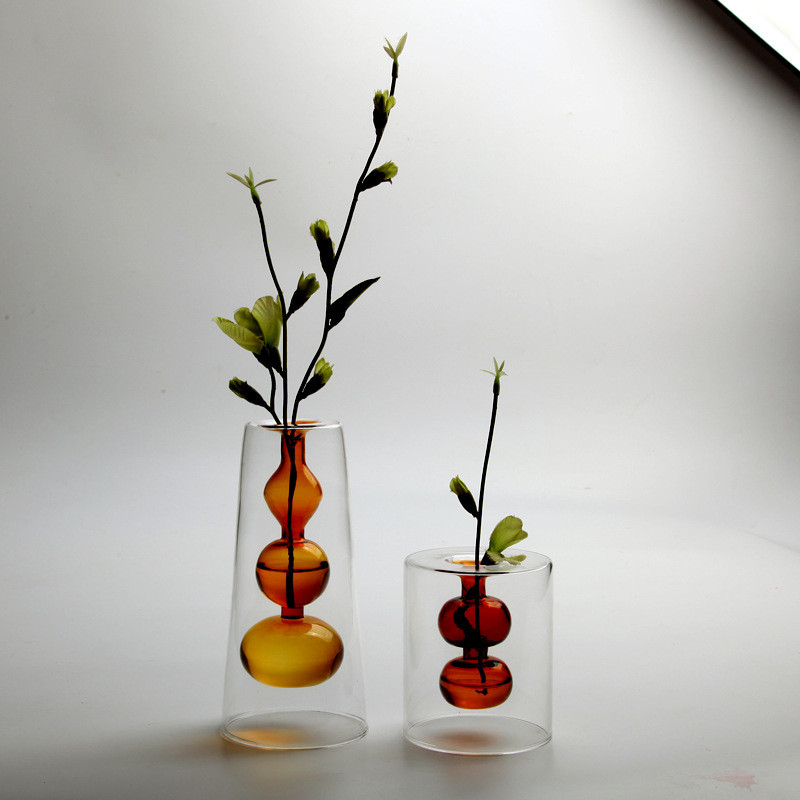 Creative Artistic Double Height Borosilicate Glass Vases