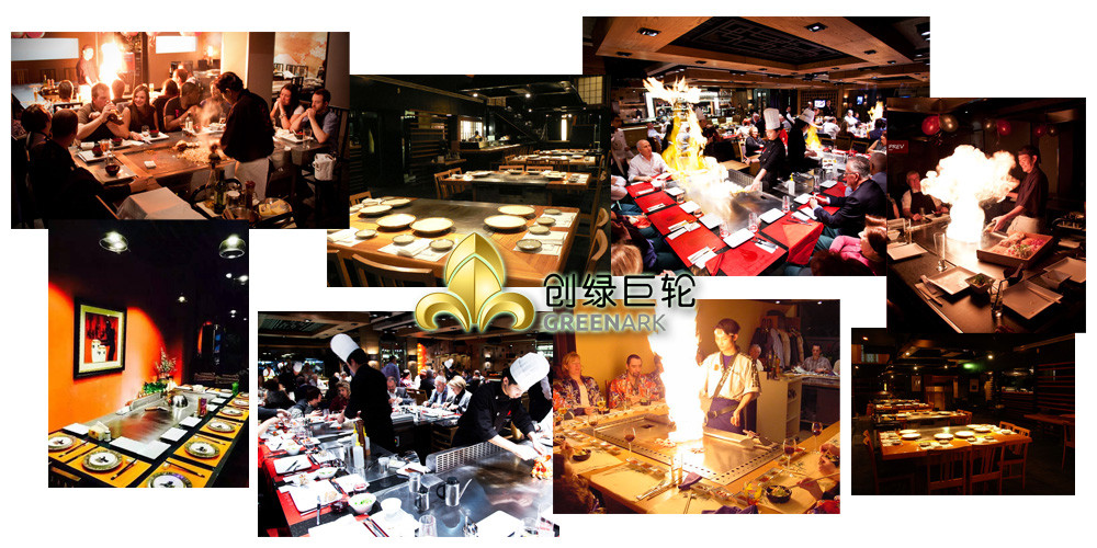 Induction Heating Indoor Teppanyaki Grill Upper Exhaustion Double Burners