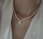 42cm Natural Freshwater Pearl Necklace 14.6g Chain With S925 Silver Pendant
