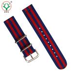 Striped 24mm Velcro Watch Strap , Nato 2 Piece Nylon Watch Strap