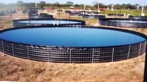 China 16m Diameter 301,440 Liters Collapsible Round Fish Pond PVC Tarpaulin Outdoor Fish Tank factory