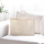 Bag Square Shape Laminated Waterproof Canvas Cotton Shopping Tote Beach Bag for