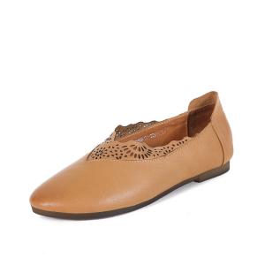 China S434 Spring And Autumn New Classic Round Toe Leather Shoes Hollow Out Literary Temperament, Lazy Women'S Shoes Factory factory