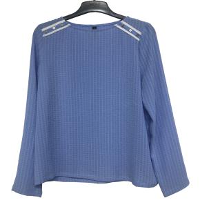 China Breathable Blue Color Blouse / Womens Fashion Blouses Soft Lightweight factory
