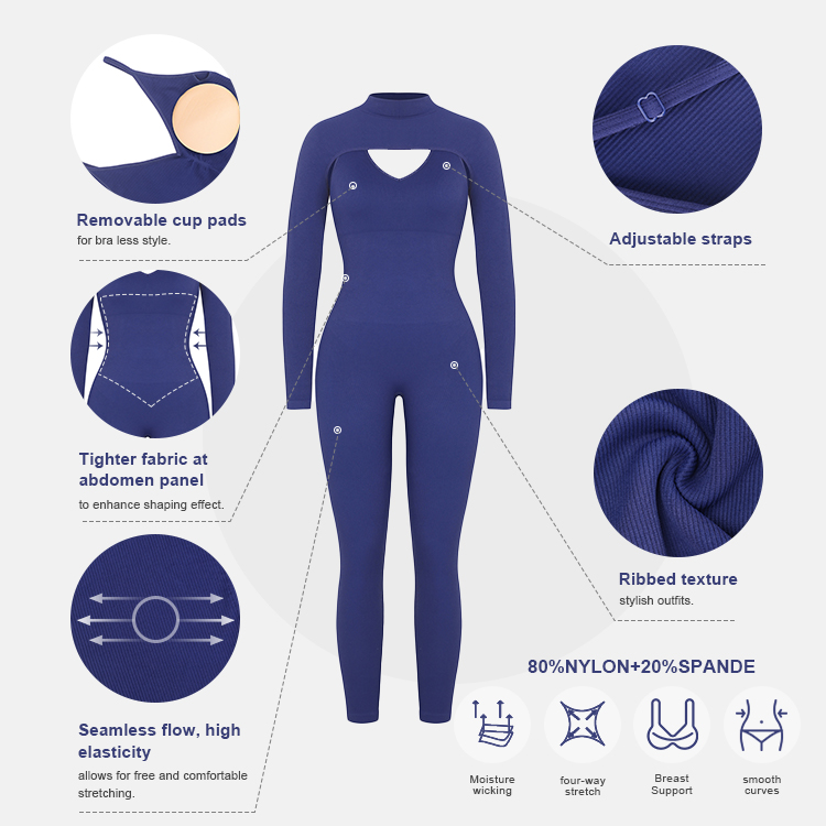 High Stretch Jumpsuit 2-Piece Set with Sustainable Padded Buttocks and 10000 Quantity
