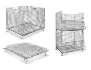China Stackable Collapsible Wire Mesh Containers / Logistics Wire Metal Pallet Cage on sale
