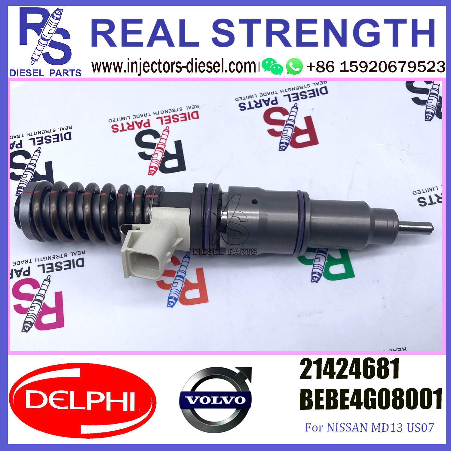 DELPHI 4pin injector 21424681 BEBE4G08001 Diesel pump Injector V-O-L-V 21424681 BEBE4G08001 E3.4 for NISSAN MD13 US07