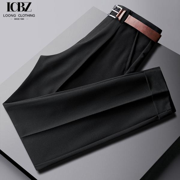 Business Formal Fit Men's Trousers in Knitted Weaving Method with Anti-Wrinkle