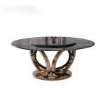 Tempering Contemporary Luxury Dining Table 1350mm , Ebony Lazy Susan Dining