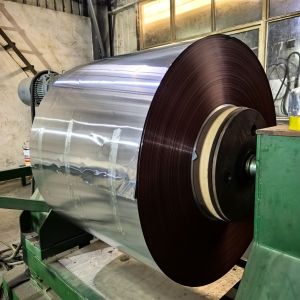 China 0.12mm Thickness 45mm Width Prepainted Aluminum Foil Coil For Rollable Ridge Ventilation Tape Making factory