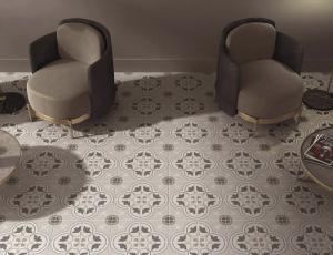 China ISO13006 AAA 0.85cm Indoor Porcelain Tiles Gray Round Circle Ceramic 200x200mm factory