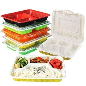 China 5 Compartment Plastic Takeaway Container Hinged Clamshell Lightweight factory