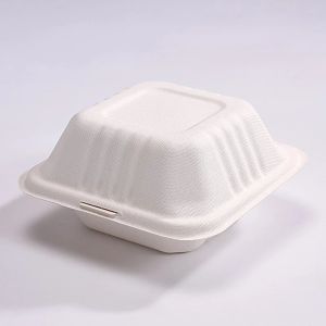 Eco Friendly Biodegradable Sugarcane Pulp Hamburger Box Clamshell Containers 6