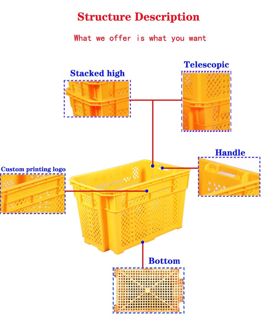 Customized Nestable Plastic Crate For Fruits Vegetables And Aquatic Products