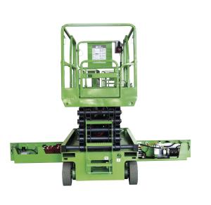 China Green 10m Self Propelled Electric Scissor Lift Aerial Work Platform With Hydraulic Motor Driving factory