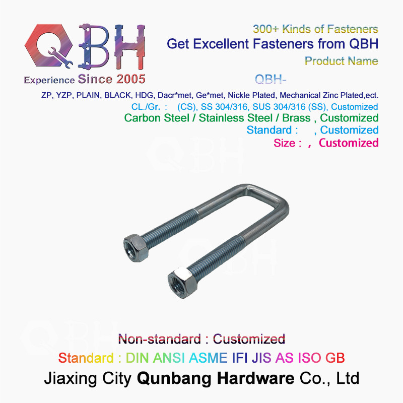 Square Card Right Angle Galvanized U Bolt M6 - M10