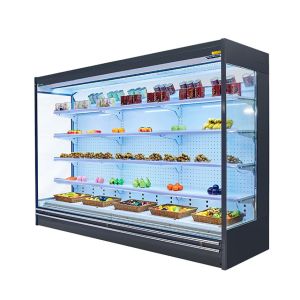 Refrigerated Multideck Cabinets 3m Open Fruit Display Fridge With Night Blind