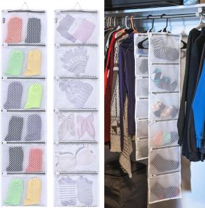 China HANGING CLOSET ORGANIZER WITH POCKETS, 2-PACK SOCK ORGANIZERS FOR WASHING AND DRYING, STORAGE BAGS CAN ORGANIZE SOCKS, factory