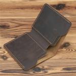 Fashion Style Custom Handmade Crazy Horse Leather Men's Short Bifold Wallet for