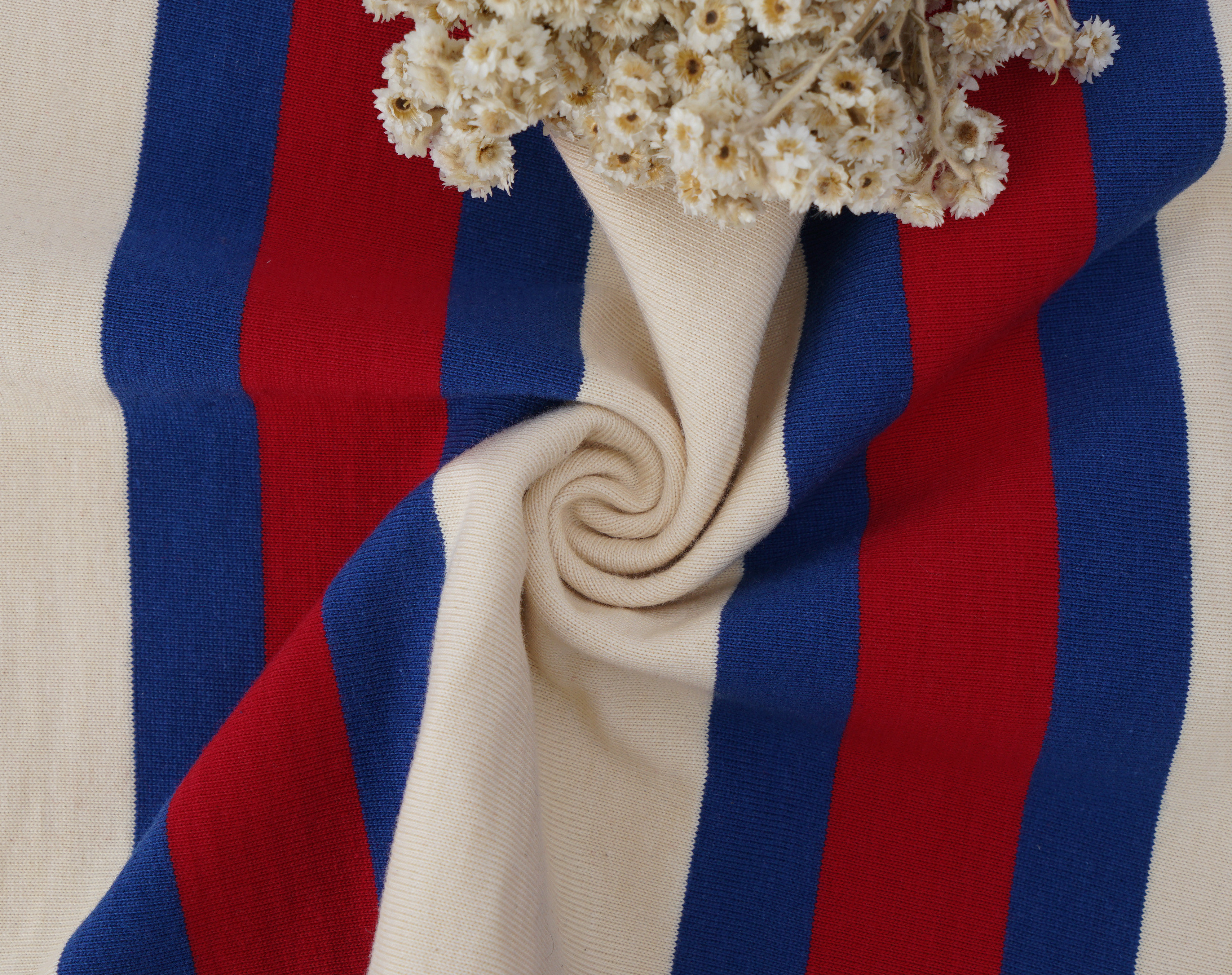 Environmentally Friendly Sustainable Sweat-Absorbing Striped Material Fabric For Casual Wear