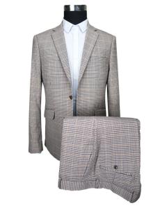 China Fashion Mens Grey Tailored Suits Dark Beige Check Business Work Conference factory