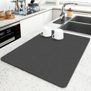 China Water Absorbent Non-Slip Rectangle Dish Draining Mat for Kitchen Table Accessories factory